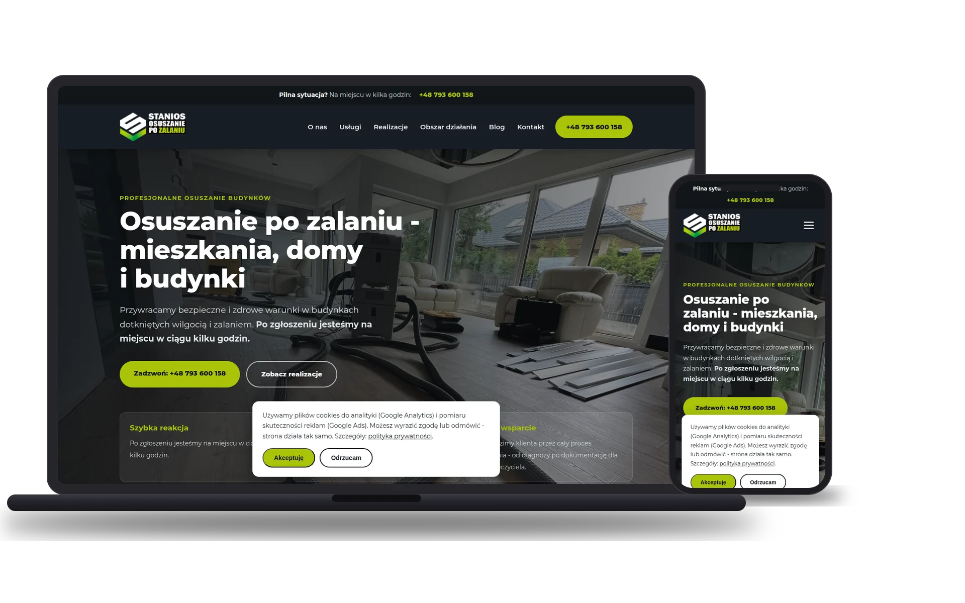 Stanios Osuszanie - widok desktop